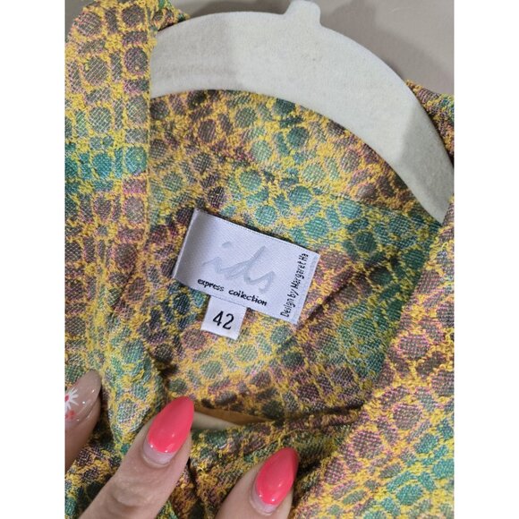 Full Zip ids Express Collection Yellow Collared Sweater Vest Sz L Psychedelic - Picture 4 of 7